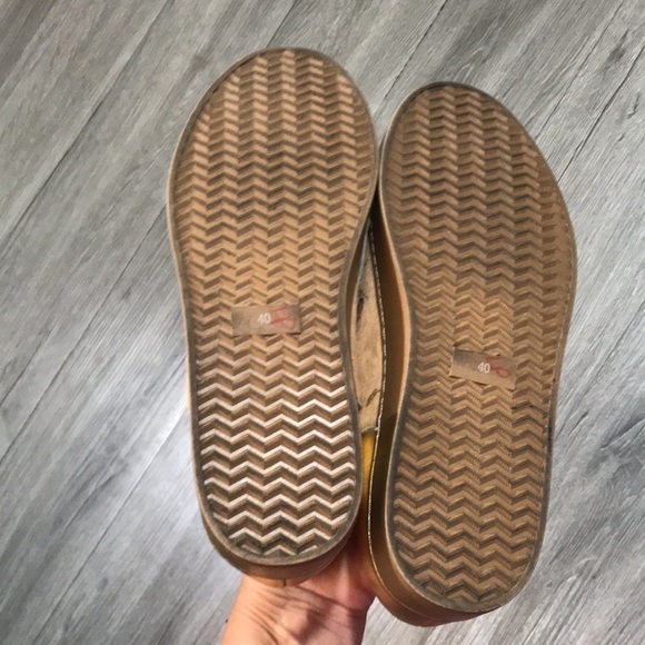 Free People Gold Metallic Splatter Pony Hair Slip On Loafers - Picture 6 of 11